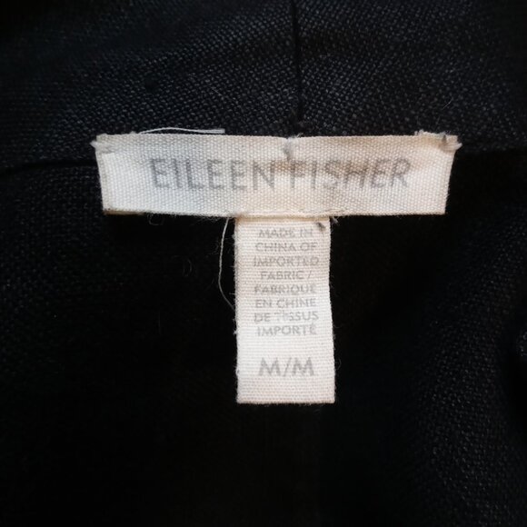 EILEEN FISHER 100% linen shawl collar jacket in black (M) - Picture 11 of 16